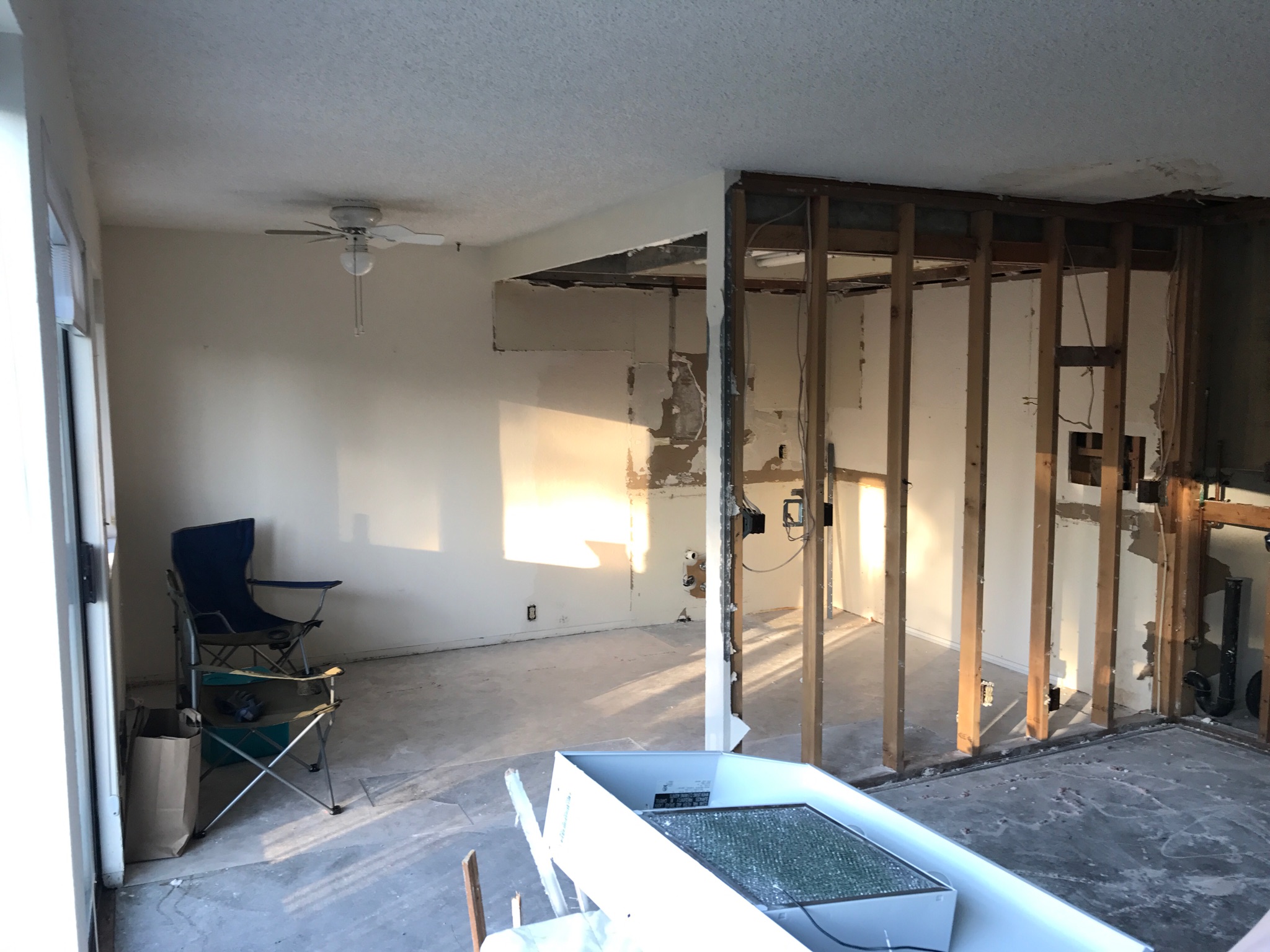 Unfinished interior project in need of drywall repair and installation Unfinished interior project in need of drywall repair and installation